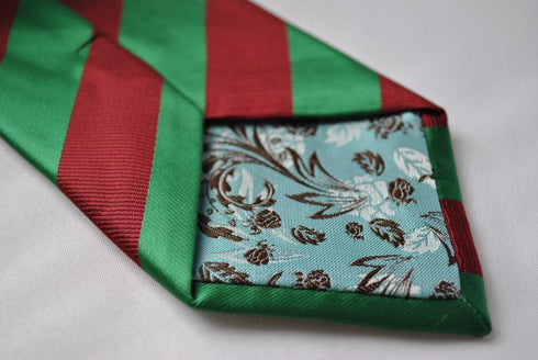 maroon and green barber striped tie